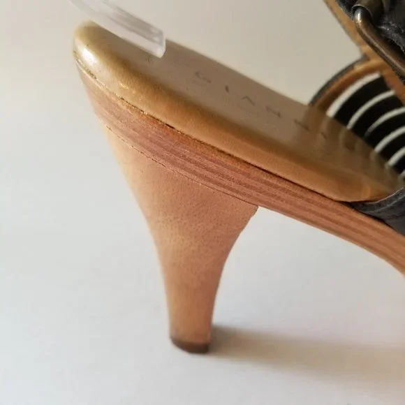 GIANNI BINI 9 1/2 MEDIUM OPEN TOE SLING BACK BLACK SANDAL FW-0005 - Picture 8 of 10